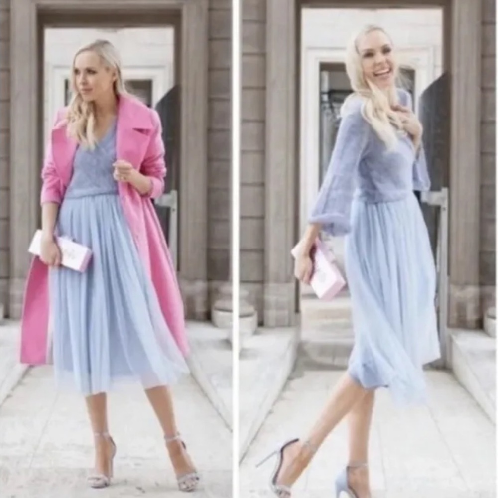 Maeve Sky Blue Sweater & Tulle MIDI Dress XS Anthropologie